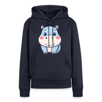 Cute Playful Hippo - Women’s Premium Organic Hoodie - navy - Front - Julia (174cm)