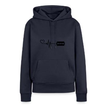 Rasierklinge Puls Herz Liebe - Frauen Premium Bio Hoodie - Navy - Vorne - Julia (174cm)