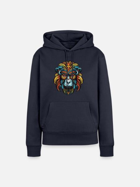 Affe Portrait - Frauen Premium Bio Hoodie - Navy