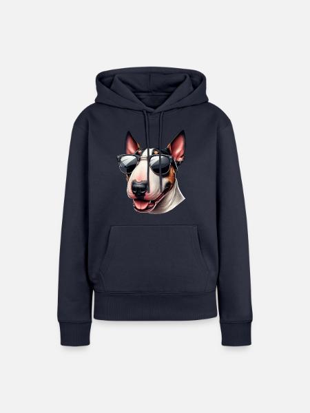 Bullterrier-Welpe mit Sonnenbrille - Frauen Premium Bio Hoodie - Navy