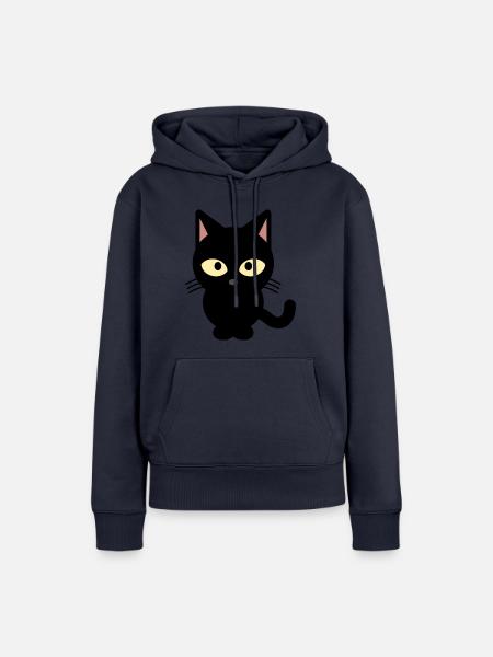 Schwarze Katze - Frauen Premium Bio Hoodie - Navy