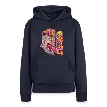 Wilde Swag Katze im Graffiti Stil. - Frauen Premium Bio Hoodie - Navy - Vorne - Julia (174cm)
