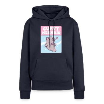 Cute Manatee Curvy Mermaid Funny - Women’s Premium Organic Hoodie - navy - Front - Julia (174cm)