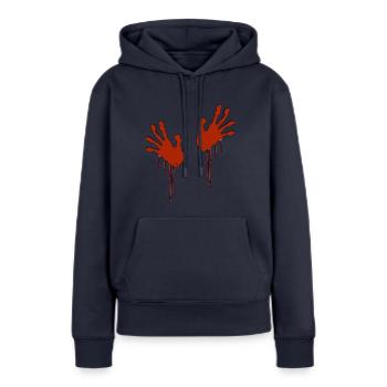 blutige Hände - Frauen Premium Bio Hoodie - Navy - Vorne - Julia (174cm)
