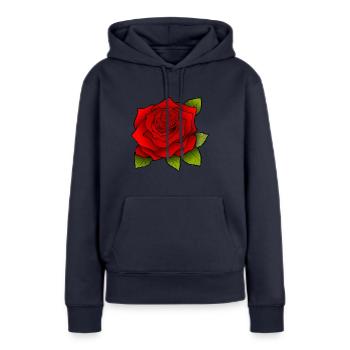 Rote Rose - Frauen Premium Bio Hoodie - Navy - Vorne - Julia (174cm)