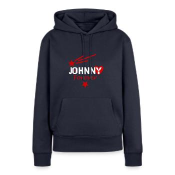 Johnny forever - Sweat à capuche Premium bio Femme - bleu marine - Devant - Julia (174cm)