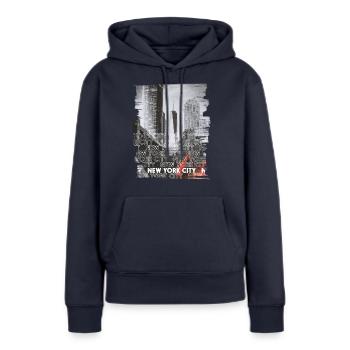 NEW YORK CITY - Frauen Premium Bio Hoodie - Navy - Vorne - Julia (174cm)
