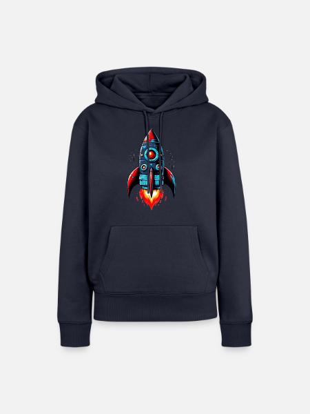 Raketenmann als Durchstarter Gewinner - Frauen Premium Bio Hoodie - Navy