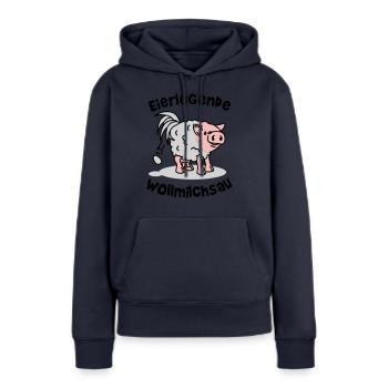 eierlegende wollmilchsau - workaholic - arbeit - Frauen Premium Bio Hoodie - Navy - Vorne - Julia (174cm)