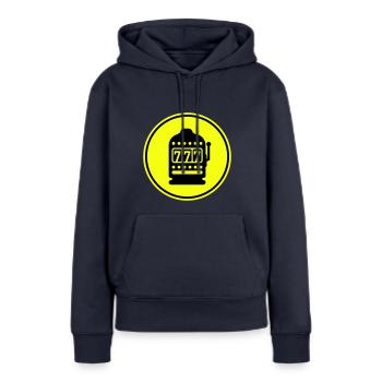 Icône de silhouette de bandit manchot - Sweat à capuche Premium bio Femme - bleu marine - Devant - Julia (174cm)