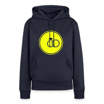 Symbole des alliances - Sweat à capuche Premium bio Femme - bleu marine - Devant - Julia (174cm)