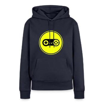 Gamepad Symbol Gamer - Frauen Premium Bio Hoodie - Navy - Vorne - Julia (174cm)