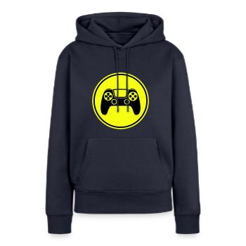 Gamepad Symbol Controller - Frauen Premium Bio Hoodie - Navy - Vorne - Julia (174cm)