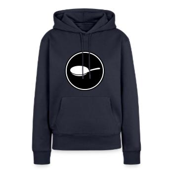 Pfanne Symbol - Frauen Premium Bio Hoodie - Navy - Vorne - Julia (174cm)