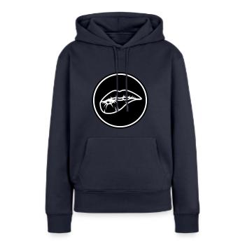 Lippen - Frauen Premium Bio Hoodie - Navy - Vorne - Julia (174cm)