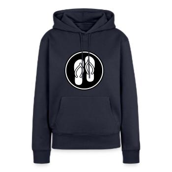 Icône de tongs - Sweat à capuche Premium bio Femme - bleu marine - Devant - Julia (174cm)