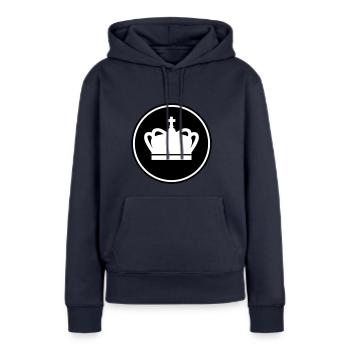 Krone - Frauen Premium Bio Hoodie - Navy - Vorne - Julia (174cm)
