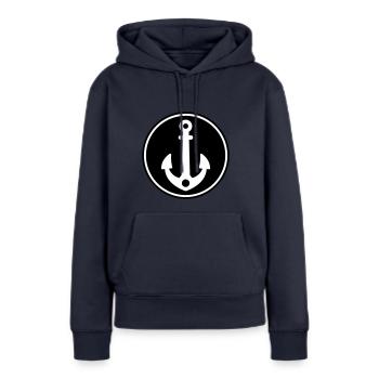 Icône de l’icône d’ancrage - Sweat à capuche Premium bio Femme - bleu marine - Devant - Julia (174cm)
