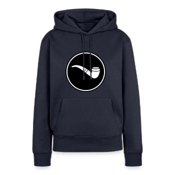 Fumer la pipe - Sweat à capuche Premium bio Femme - bleu marine - Devant - Julia (174cm)