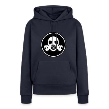 Icône de masque à gaz - Sweat à capuche Premium bio Femme - bleu marine - Devant - Julia (174cm)