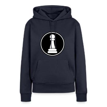Pièce d'échecs pion évêque - Sweat à capuche Premium bio Femme - bleu marine - Devant - Julia (174cm)