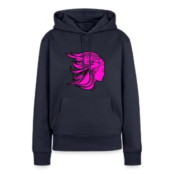 Wikinger Frau Viking Kriegerin - Frauen Premium Bio Hoodie - Navy - Vorne - Julia (174cm)