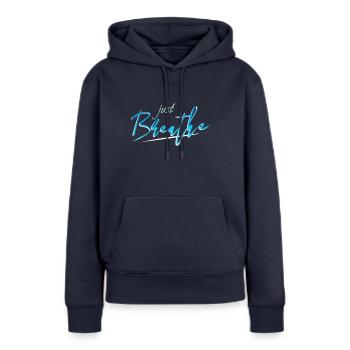 Il suffit de respirer - Sweat à capuche Premium bio Femme - bleu marine - Devant - Julia (174cm)