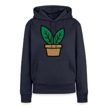 Plante feuilles plant plan plan - Sweat à capuche Premium bio Femme - bleu marine - Devant - Julia (174cm)