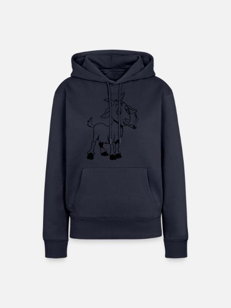 Ziege kiffen joint - Frauen Premium Bio Hoodie - Navy