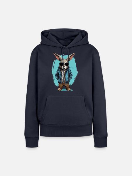 Temperamentvolles Kaninchen. Urbaner Graffiti-Stil. - Frauen Premium Bio Hoodie - Navy