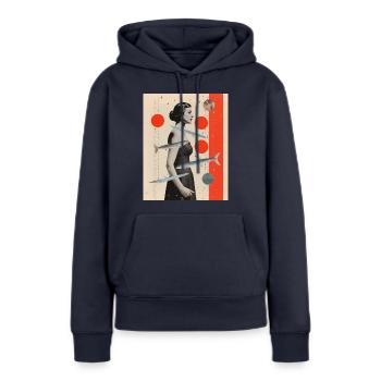 Poissons collage art astrologie - Sweat à capuche Premium bio Femme - bleu marine - Devant - Julia (174cm)