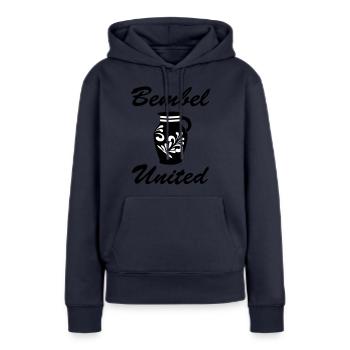 Bembel united - L’original de Francfort-#FFM - Sweat à capuche Premium bio Femme - bleu marine - Devant - Julia (174cm)
