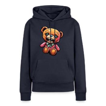 Ours en peluche / Peluche / Animal en peluche / Idée cadeau - Sweat à capuche Premium bio Femme - bleu marine - Devant - Julia (174cm)