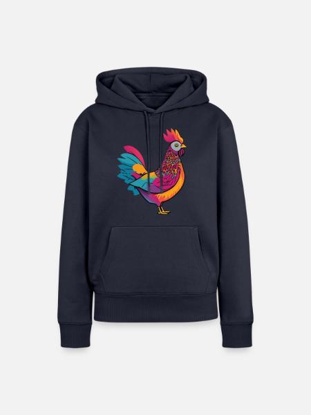 Niedliche und bunte Henne - Frauen Premium Bio Hoodie - Navy