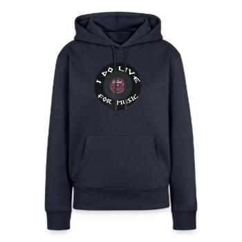 Disque Vinyle i do live for music - Sweat à capuche Premium bio Femme - bleu marine - Devant - Julia (174cm)