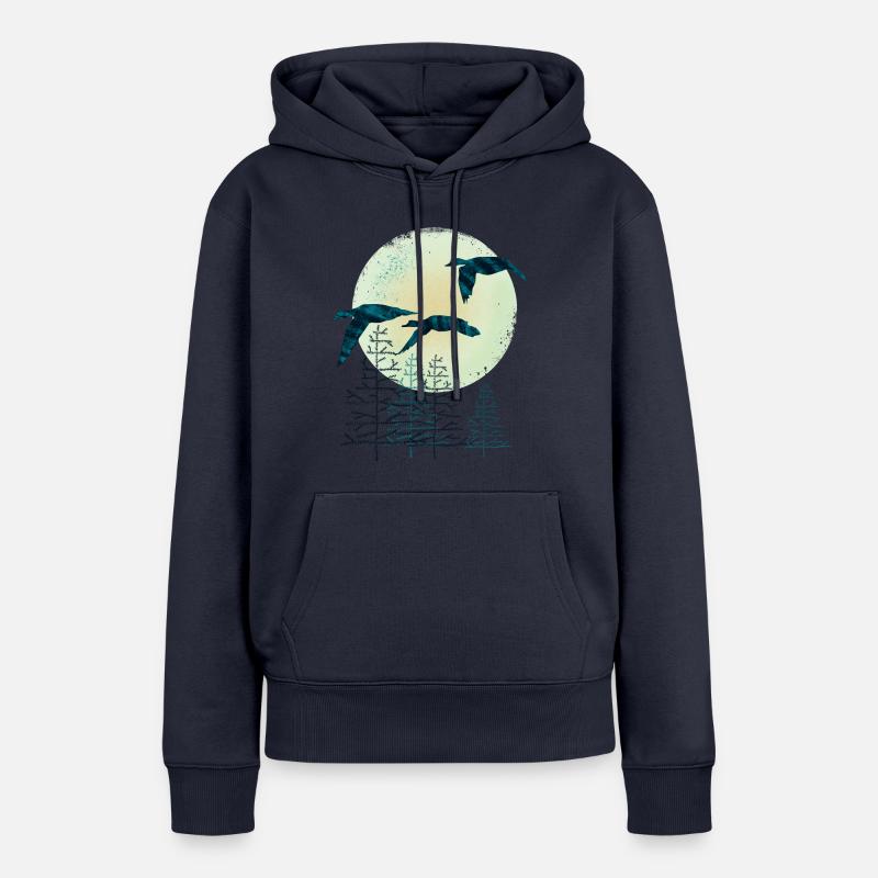 Oiseaux migrateurs - Sweat à capuche Premium bio Femme - bleu marine