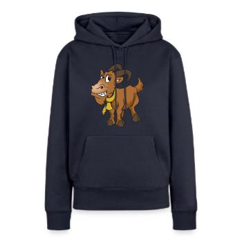 chèvre de chèvre - Sweat à capuche Premium bio Femme - bleu marine - Devant - Julia (174cm)