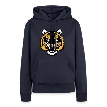 tigre animal sauvage 28012 - Sweat à capuche Premium bio Femme - bleu marine - Devant - Julia (174cm)