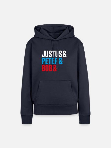 Die Drei ??? Justus&Peter&Bob&DEIN NAME - Frauen Premium Bio Hoodie - Navy