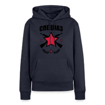 Speznas Logo Stern Kalaschnikow Spetsnaz 126 - Frauen Premium Bio Hoodie - Navy - Vorne - Julia (174cm)