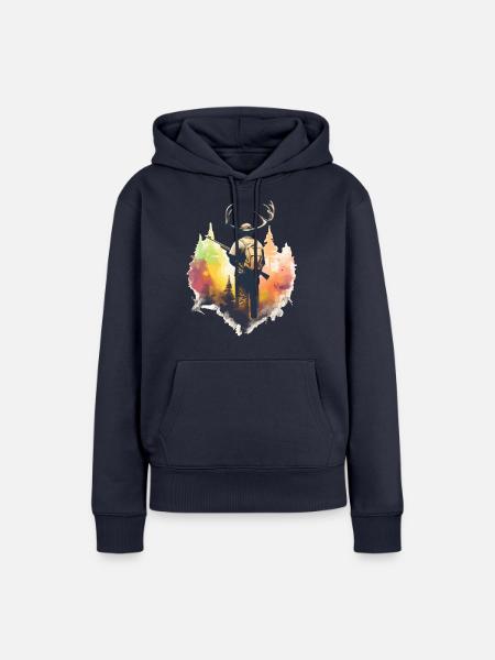 Der Hirschjäger - Frauen Premium Bio Hoodie - Navy