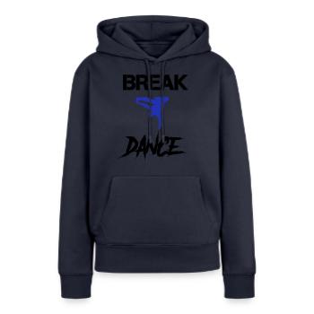 Break Dance - Sweat à capuche Premium bio Femme - bleu marine - Devant - Julia (174cm)