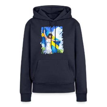 Abschlussfeier 2024 Abiturfeier - Frauen Premium Bio Hoodie - Navy - Vorne - Julia (174cm)