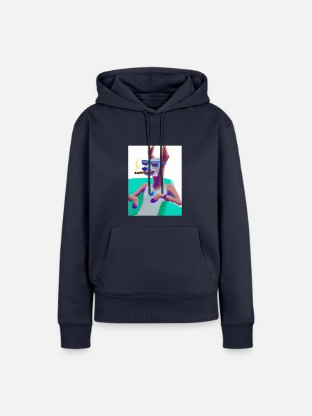 smoking Dog - Frauen Premium Bio Hoodie - Navy