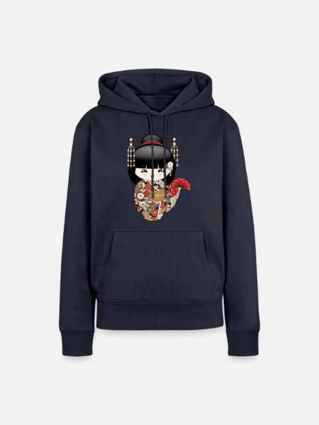 kokeshi fächer - Frauen Premium Bio Hoodie - Navy