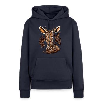 Maya l'antilope - Sweat à capuche Premium bio Femme - bleu marine - Devant - Julia (174cm)