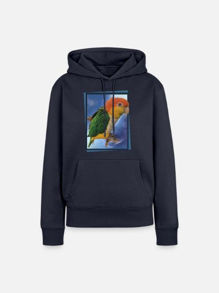 Der orangeköpfige Caique - Frauen Premium Bio Hoodie - Navy