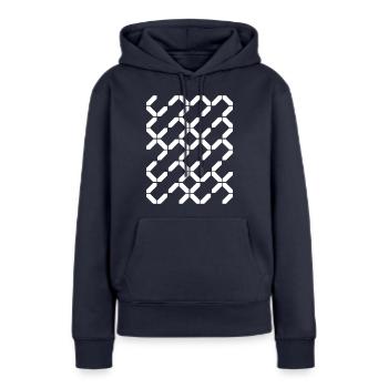 Composition du motif des lignes géométriques - Sweat à capuche Premium bio Femme - bleu marine - Devant - Julia (174cm)