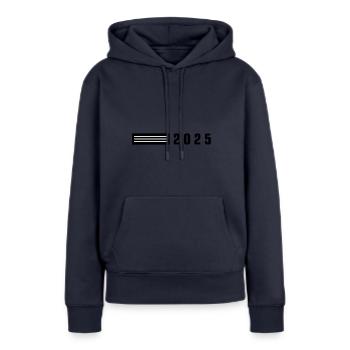 2025 Element - Frauen Premium Bio Hoodie - Navy - Vorne - Julia (174cm)