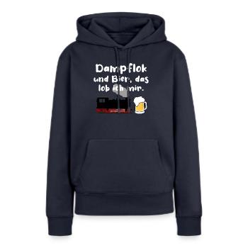 Eisenbahn Dampflok Bier Eisenbahner Zug - Frauen Premium Bio Hoodie - Navy - Vorne - Julia (174cm)